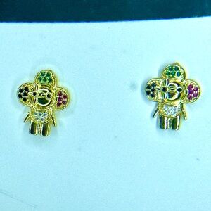 Multicolor Gold-Tone Doll Earrings